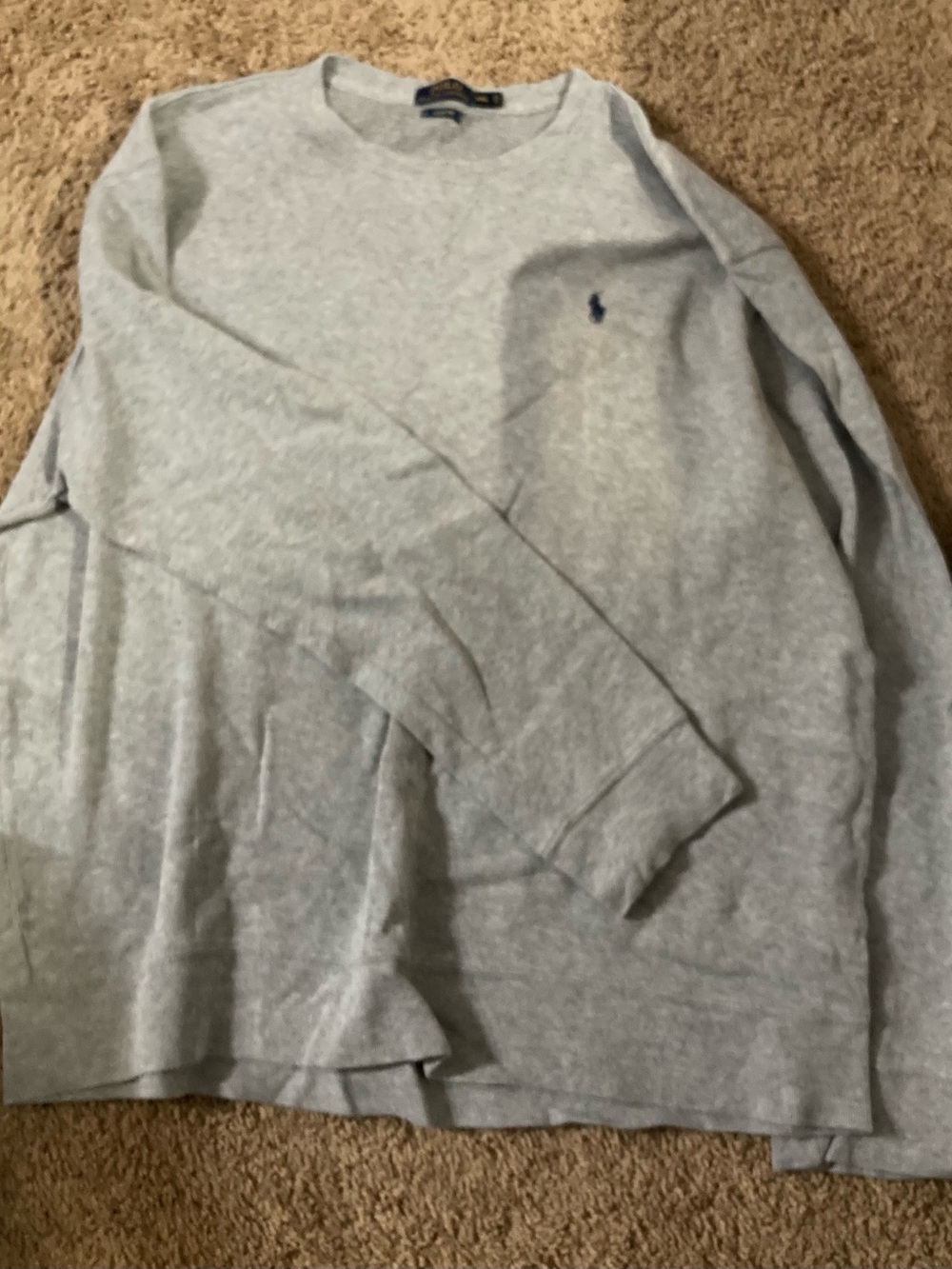 Polo by Ralph Lauren Light Gray Long Sleeve Crew Sweater with Navy Pony